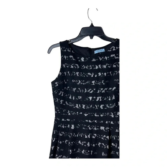 CYNTHUA ROWLEY SLEEVELESS LACE MIDI DRESS SIZE 4 HIDDEN ZIPPER BACK BLACK COLOR - Picture 3 of 9